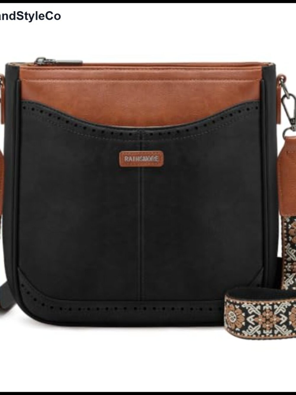 Retro Leather Crossbody Purse with Guitar Strap, Multi-Pocket